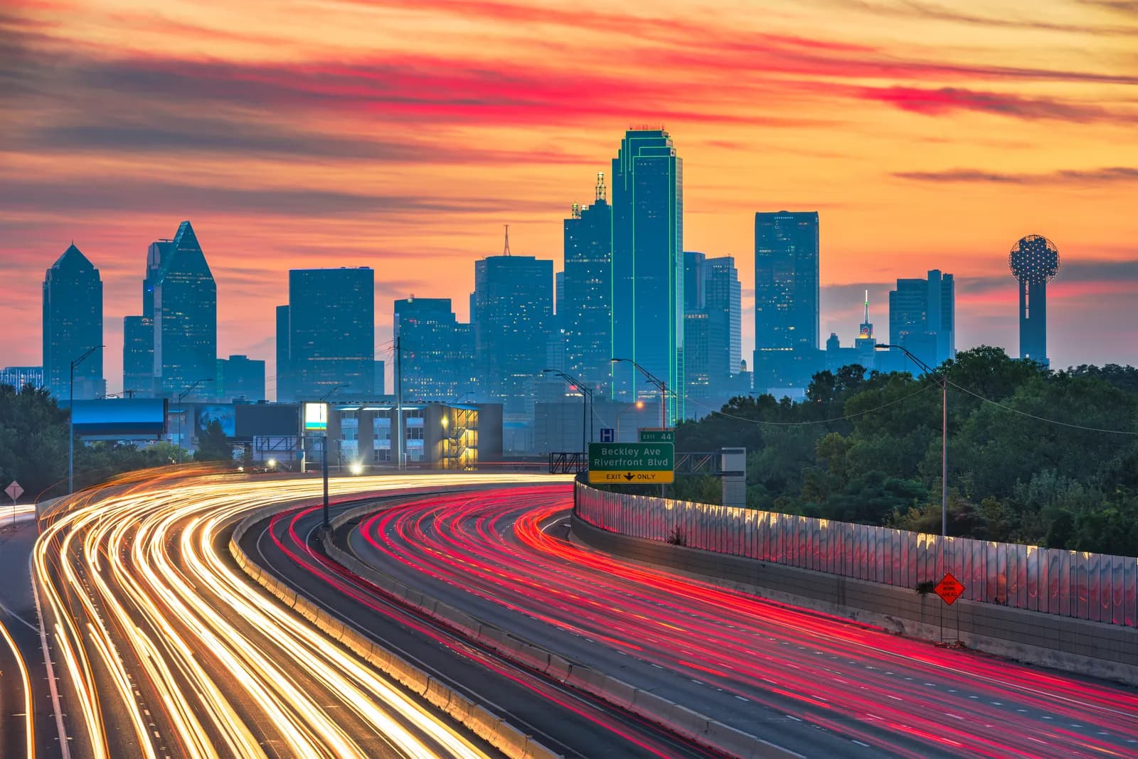 Dallas Texas skyline and highway